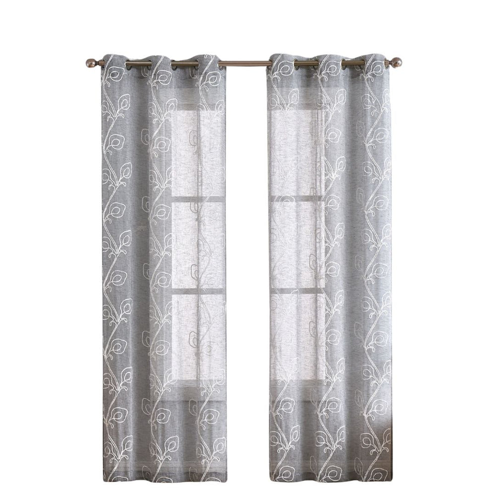 Set of Two 84" Silver Boho Embroidered Window Panels - Homeroots - Flyclothing LLC