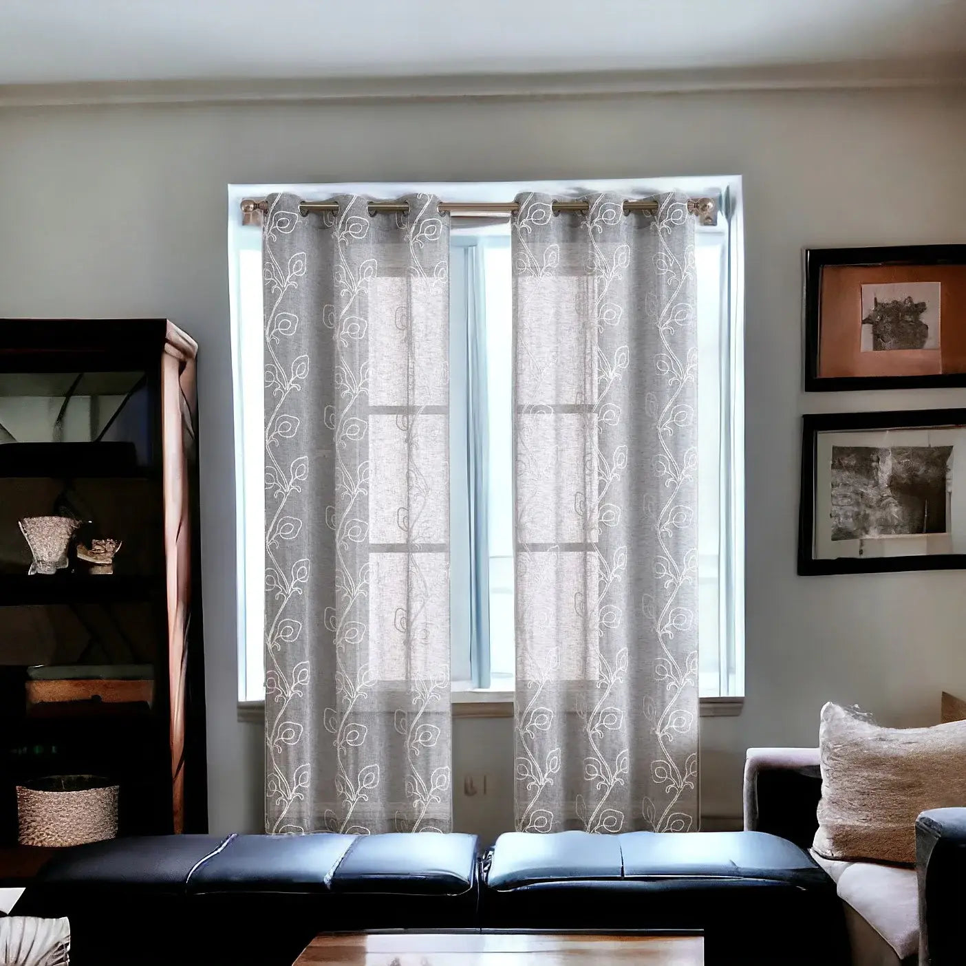 Set of Two 84" Silver Boho Embroidered Window Panels - Homeroots - Flyclothing LLC