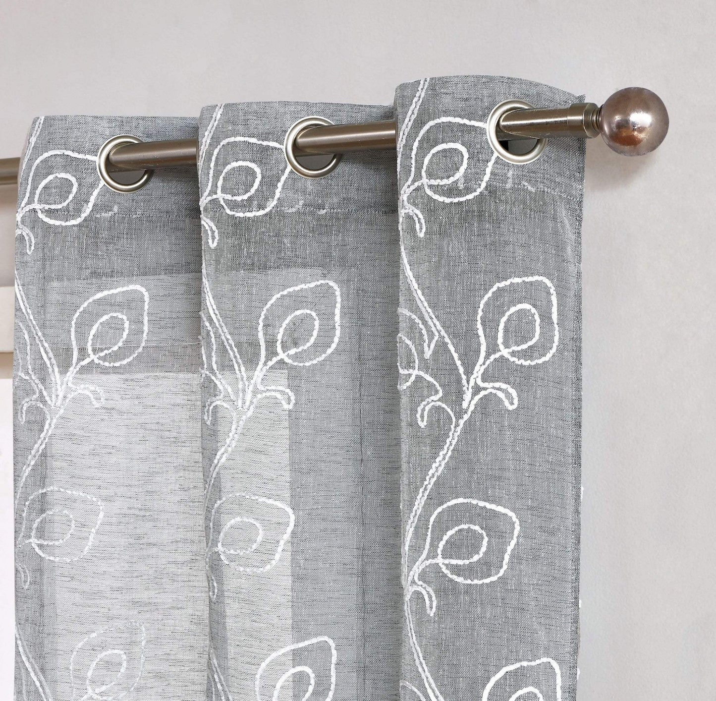 Set of Two 84" Silver Boho Embroidered Window Panels - Homeroots - Flyclothing LLC