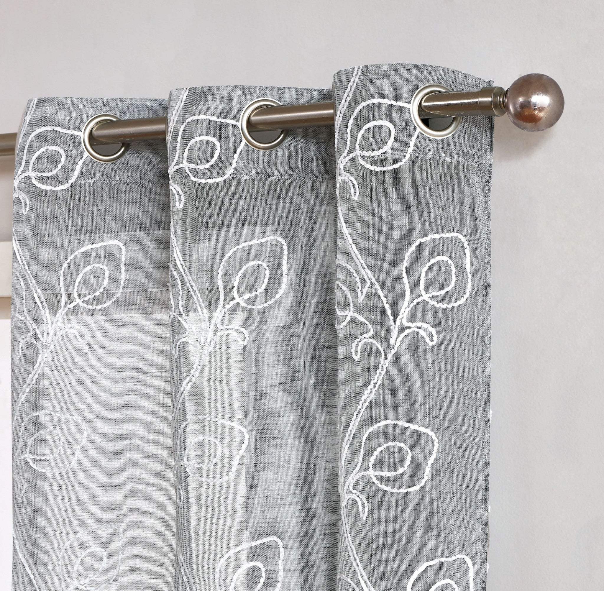 Set of Two 84" Silver Boho Embroidered Window Panels - Homeroots - Flyclothing LLC