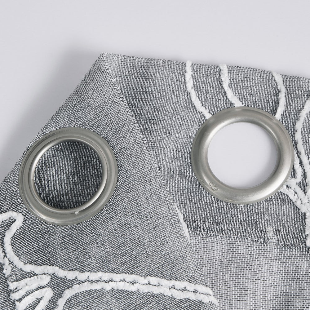 Set of Two 84" Silver Boho Embroidered Window Panels - Homeroots - Flyclothing LLC