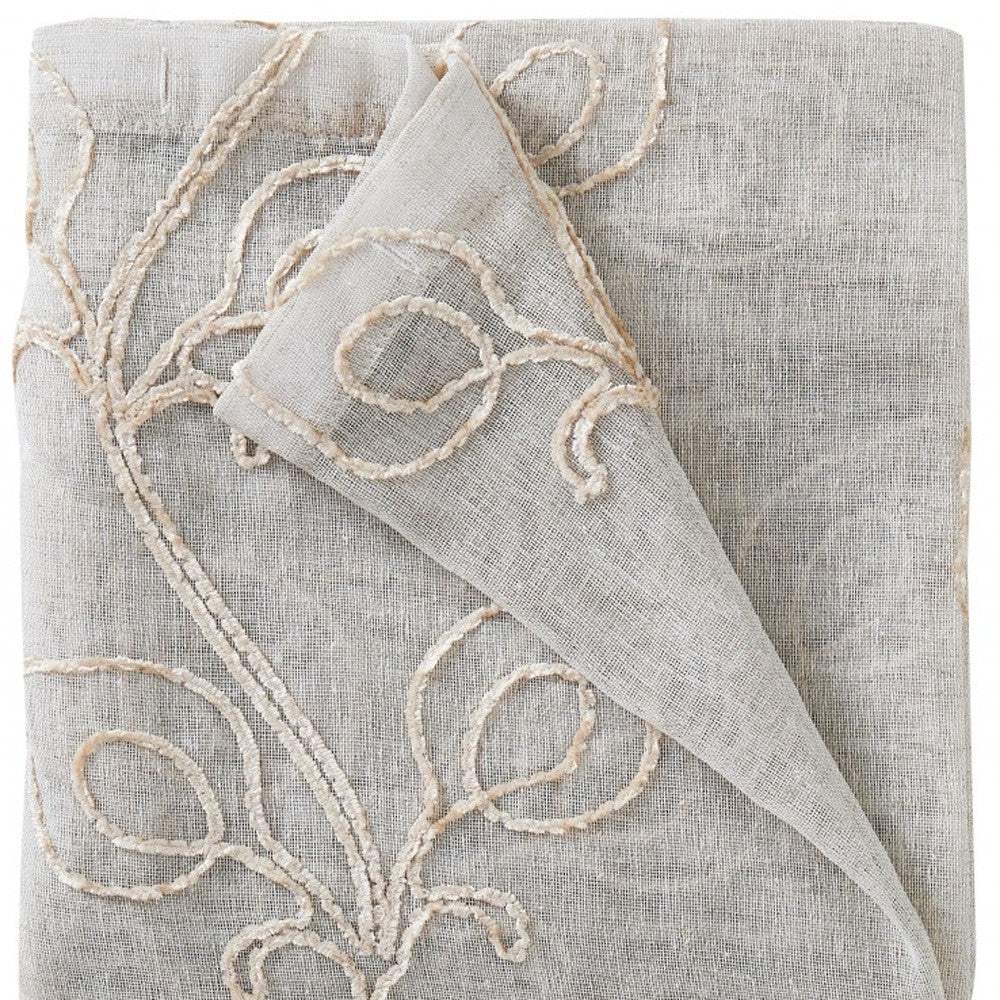 Set of Two 84" Beige Boho Embroidered Window Panels - Homeroots - Flyclothing LLC