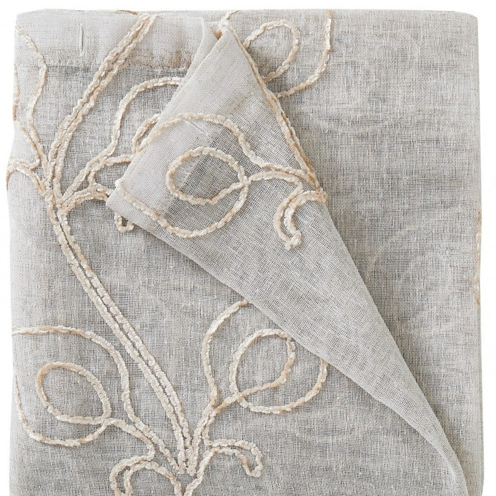 Set of Two 84" Beige Boho Embroidered Window Panels - Homeroots - Flyclothing LLC