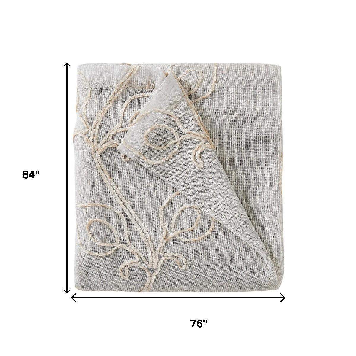 Set of Two 84" Beige Boho Embroidered Window Panels - Homeroots - Flyclothing LLC