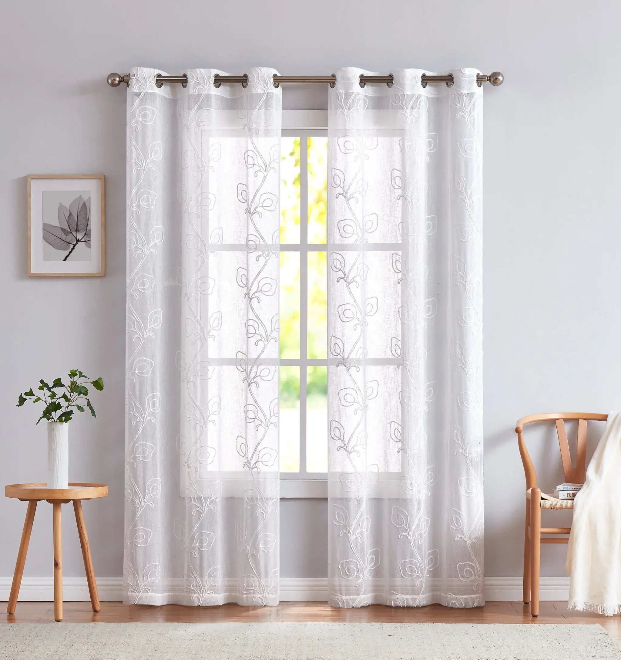 Set of Two 84" Blush Boho Embroidered Window Panels - Homeroots - Flyclothing LLC