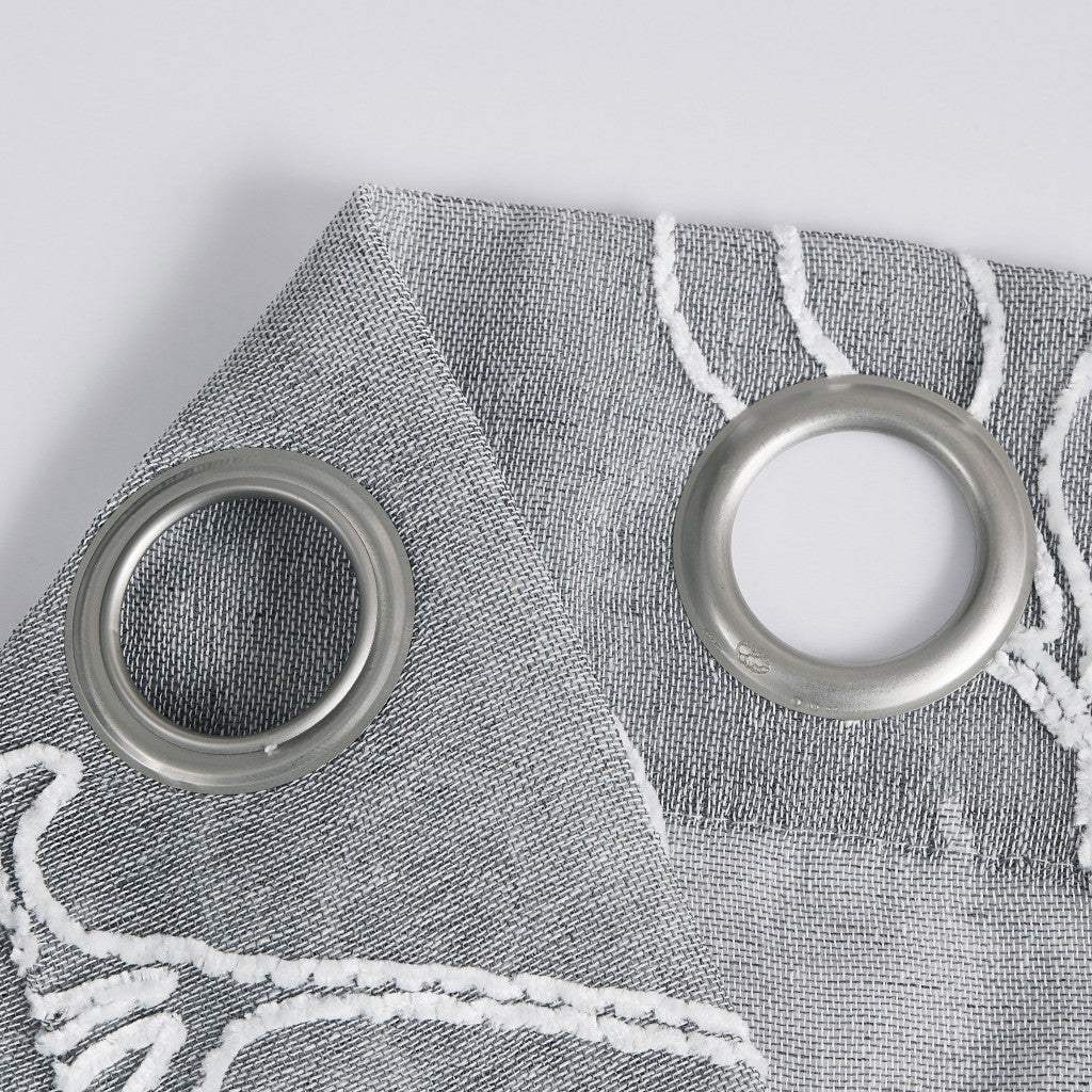 Set of Two 96" Silver Boho Embroidered Window Panels - Homeroots - Flyclothing LLC