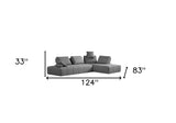 Gray Polyester Modular L Shaped Two Piece Sofa and Chaise Sectional And Toss Pillows - Homeroots - Flyclothing LLC