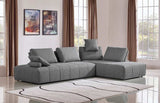 Gray Polyester Modular L Shaped Two Piece Sofa and Chaise Sectional And Toss Pillows - Homeroots - Flyclothing LLC