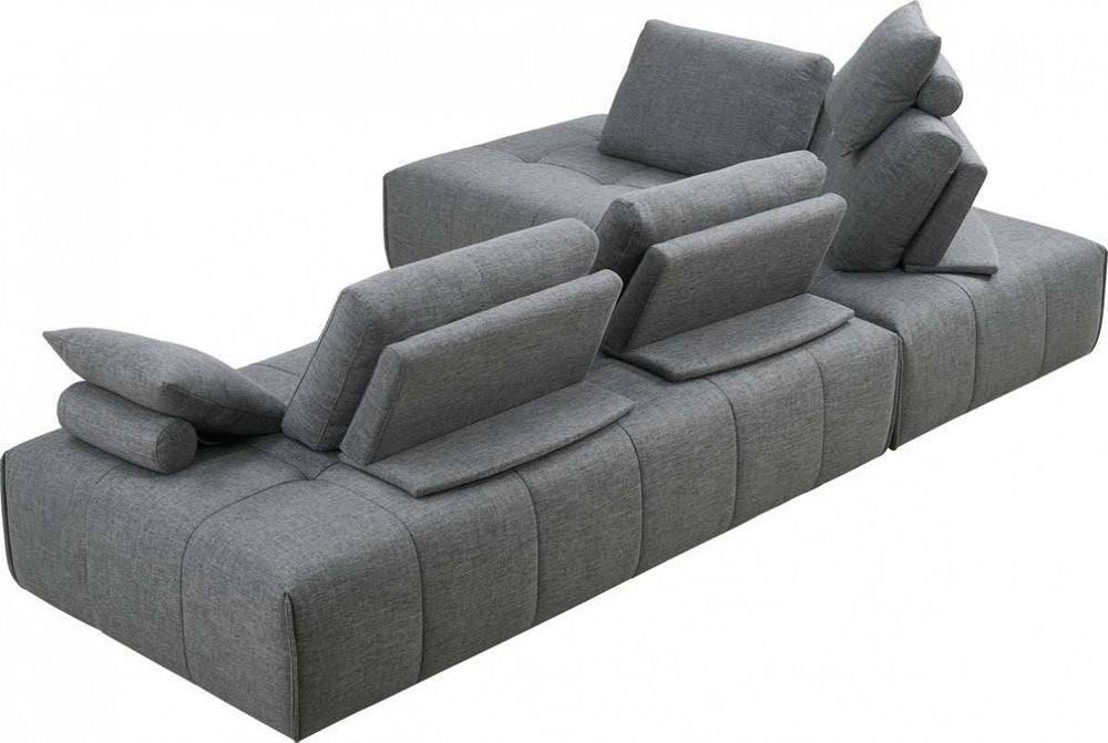 Gray Polyester Modular L Shaped Two Piece Sofa and Chaise Sectional And Toss Pillows - Homeroots - Flyclothing LLC