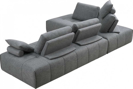 Gray Polyester Modular L Shaped Two Piece Sofa and Chaise Sectional And Toss Pillows - Homeroots - Flyclothing LLC