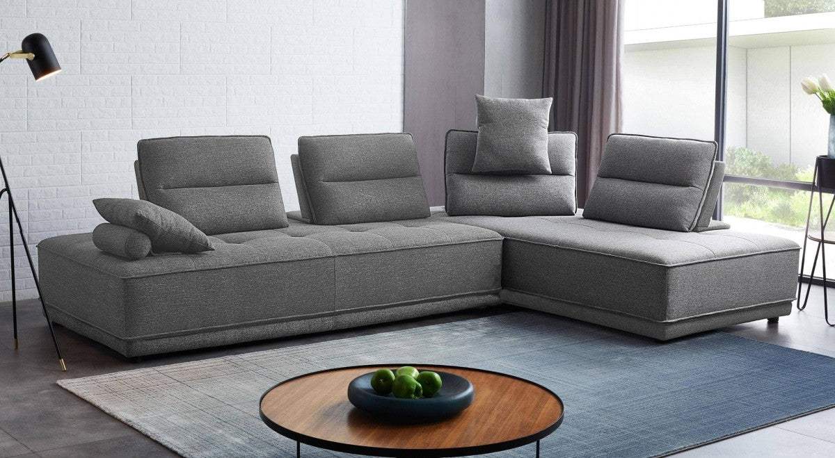 Gray 100% Polyester Stationary L Shaped Two Piece Sofa And Chaise - Homeroots - Flyclothing LLC