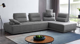 Gray 100% Polyester Stationary L Shaped Two Piece Sofa And Chaise