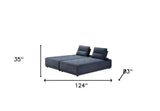 Blue 100% Polyester Stationary L Shaped Two Piece Sofa And Chaise - Homeroots - Flyclothing LLC