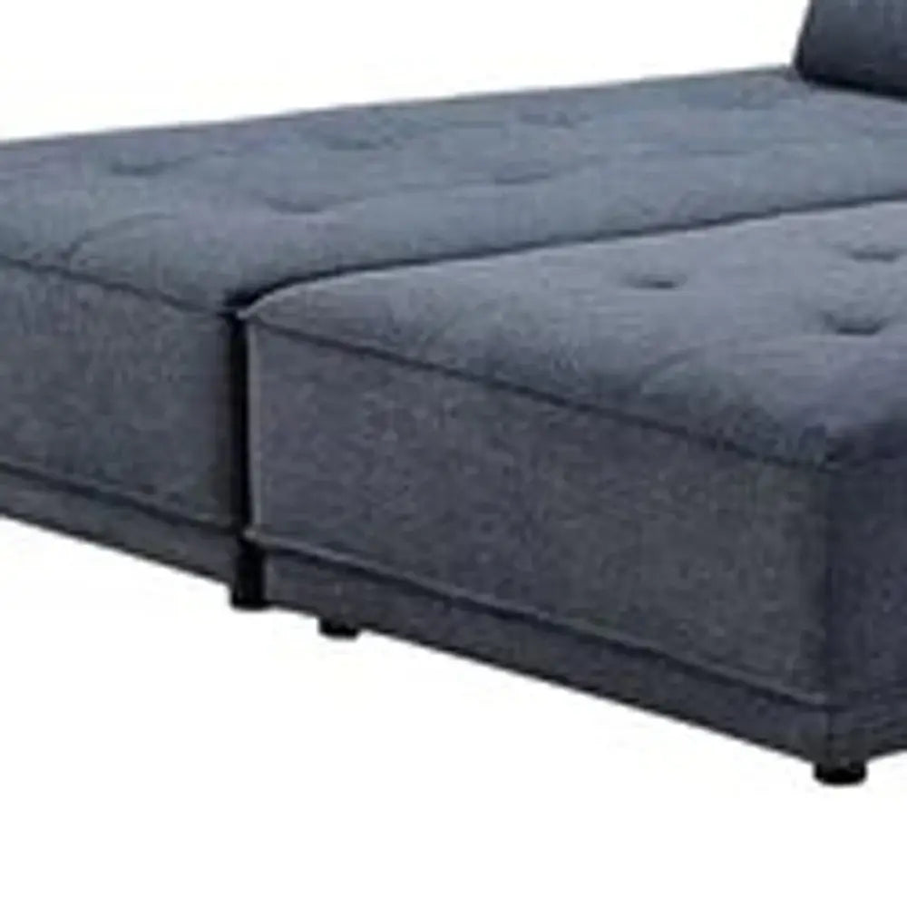 Blue 100% Polyester Stationary L Shaped Two Piece Sofa And Chaise - Homeroots - Flyclothing LLC