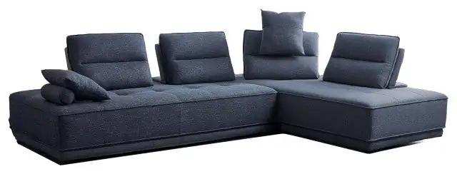 Blue 100% Polyester Stationary L Shaped Two Piece Sofa And Chaise - Homeroots - Flyclothing LLC