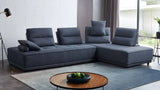 Blue 100% Polyester Stationary L Shaped Two Piece Sofa And Chaise - Homeroots - Flyclothing LLC