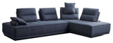 Blue 100% Polyester Stationary L Shaped Two Piece Sofa And Chaise - Homeroots
