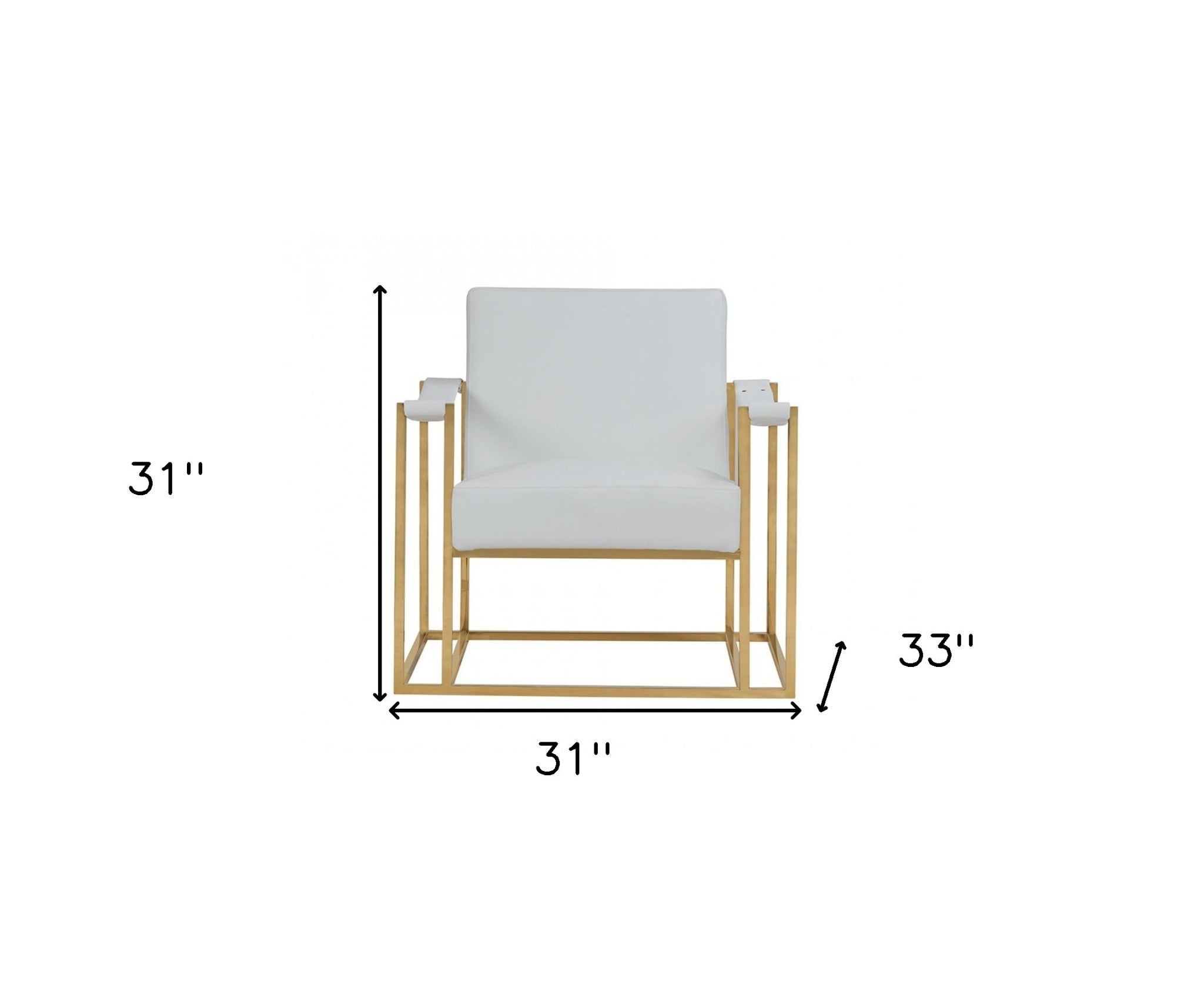 31" White And Gold Faux Leather Lounge Chair - Homeroots - Flyclothing LLC