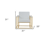 31" White And Gold Faux Leather Lounge Chair - Homeroots
