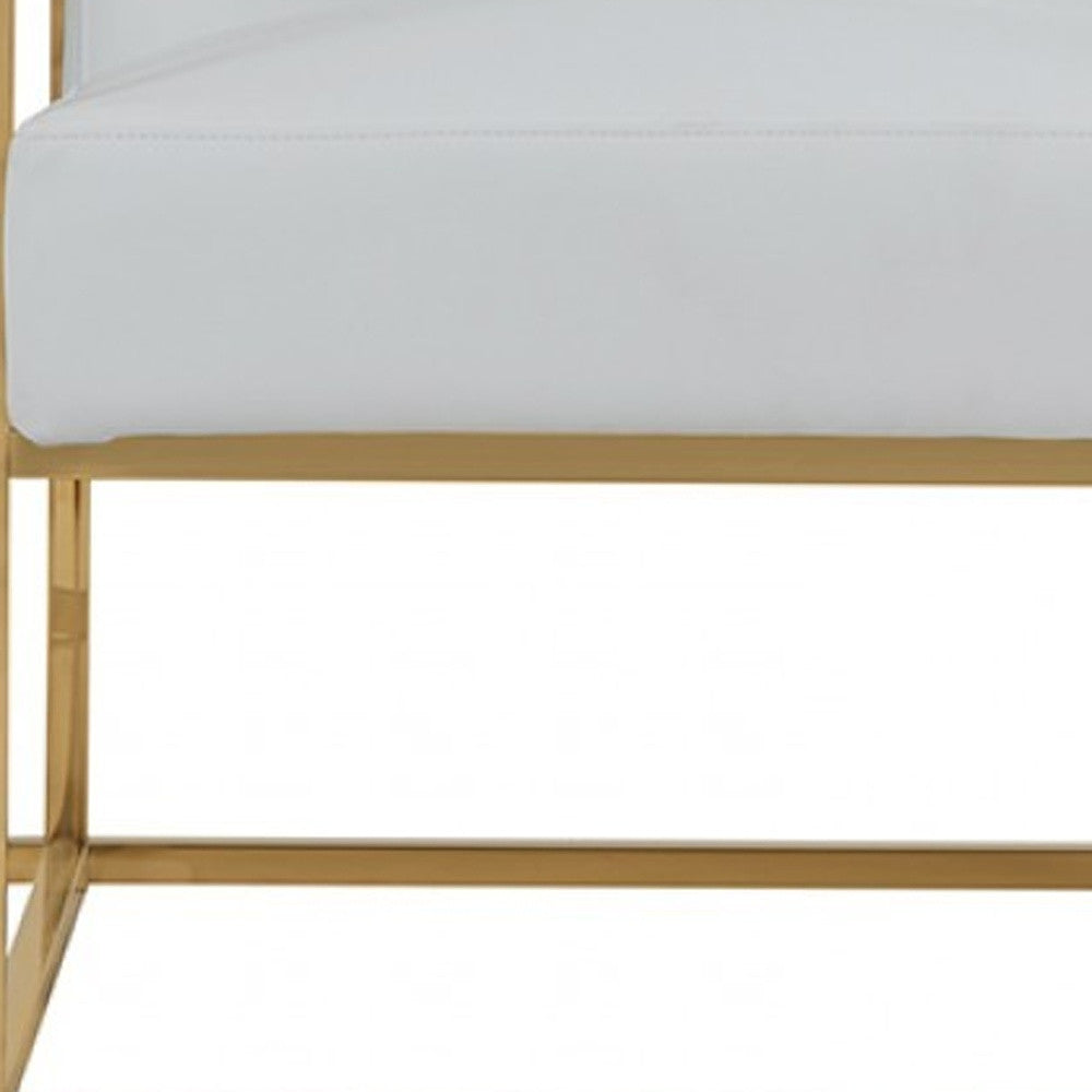 31" White And Gold Faux Leather Lounge Chair - Homeroots - Flyclothing LLC