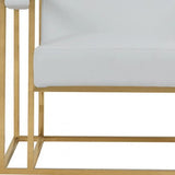 31" White And Gold Faux Leather Lounge Chair - Homeroots - Flyclothing LLC