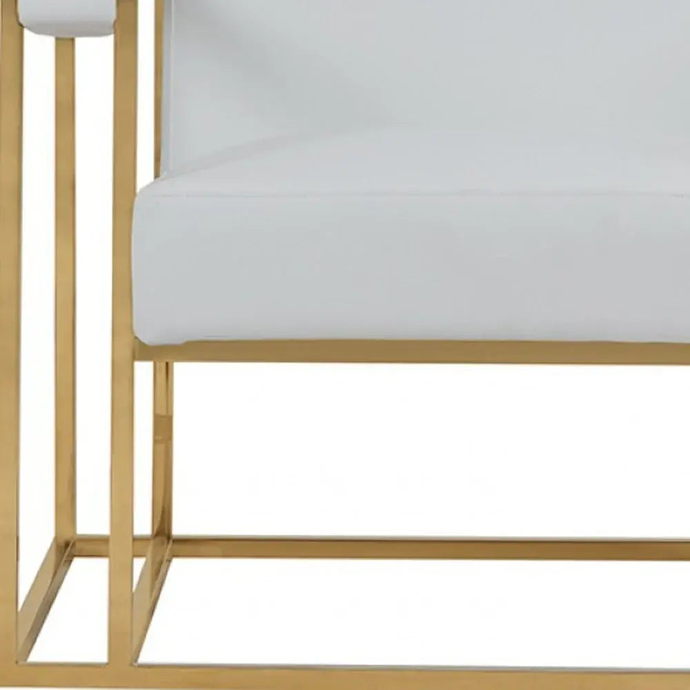 31" White And Gold Faux Leather Lounge Chair - Homeroots - Flyclothing LLC