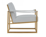 31" White And Gold Faux Leather Lounge Chair - Homeroots - Flyclothing LLC