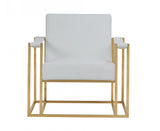 31" White And Gold Faux Leather Lounge Chair - Homeroots - Flyclothing LLC