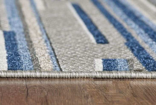 5' X 7' Blue Abstract Stain Resistant Indoor Outdoor Area Rug - Homeroots - Flyclothing LLC