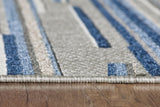 8’ Round Blue Abstract Striped Indoor Outdoor Area Rug - Homeroots