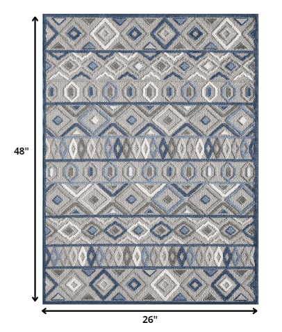 2' X 4' Blue And Gray Abstract Stain Resistant Indoor Outdoor Area Rug - Homeroots - Flyclothing LLC