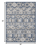 2' X 4' Blue And Gray Abstract Stain Resistant Indoor Outdoor Area Rug - Homeroots - Flyclothing LLC