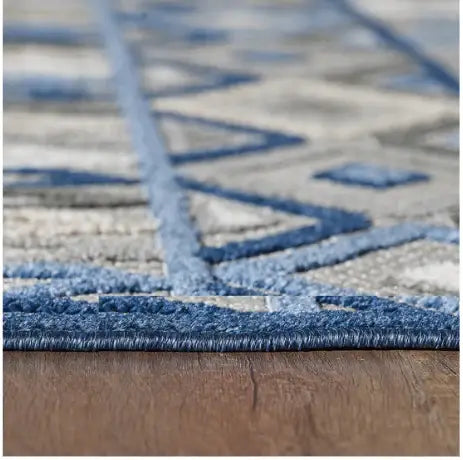 3' X 5' Blue And Gray Abstract Stain Resistant Indoor Outdoor Area Rug - Homeroots - Flyclothing LLC