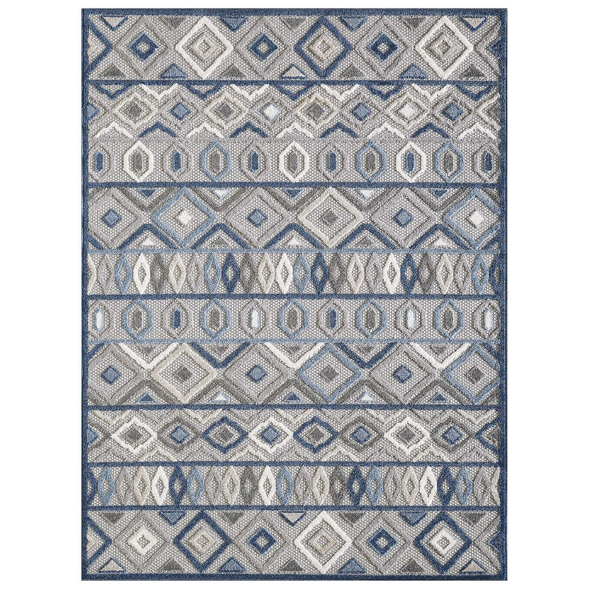 5' X 7' Blue And Gray Abstract Stain Resistant Indoor Outdoor Area Rug - Homeroots - Flyclothing LLC