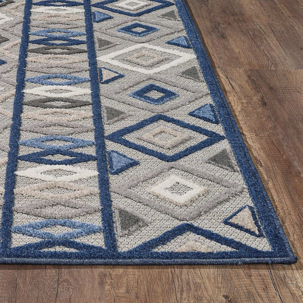 5' X 7' Blue And Gray Abstract Stain Resistant Indoor Outdoor Area Rug - Homeroots - Flyclothing LLC