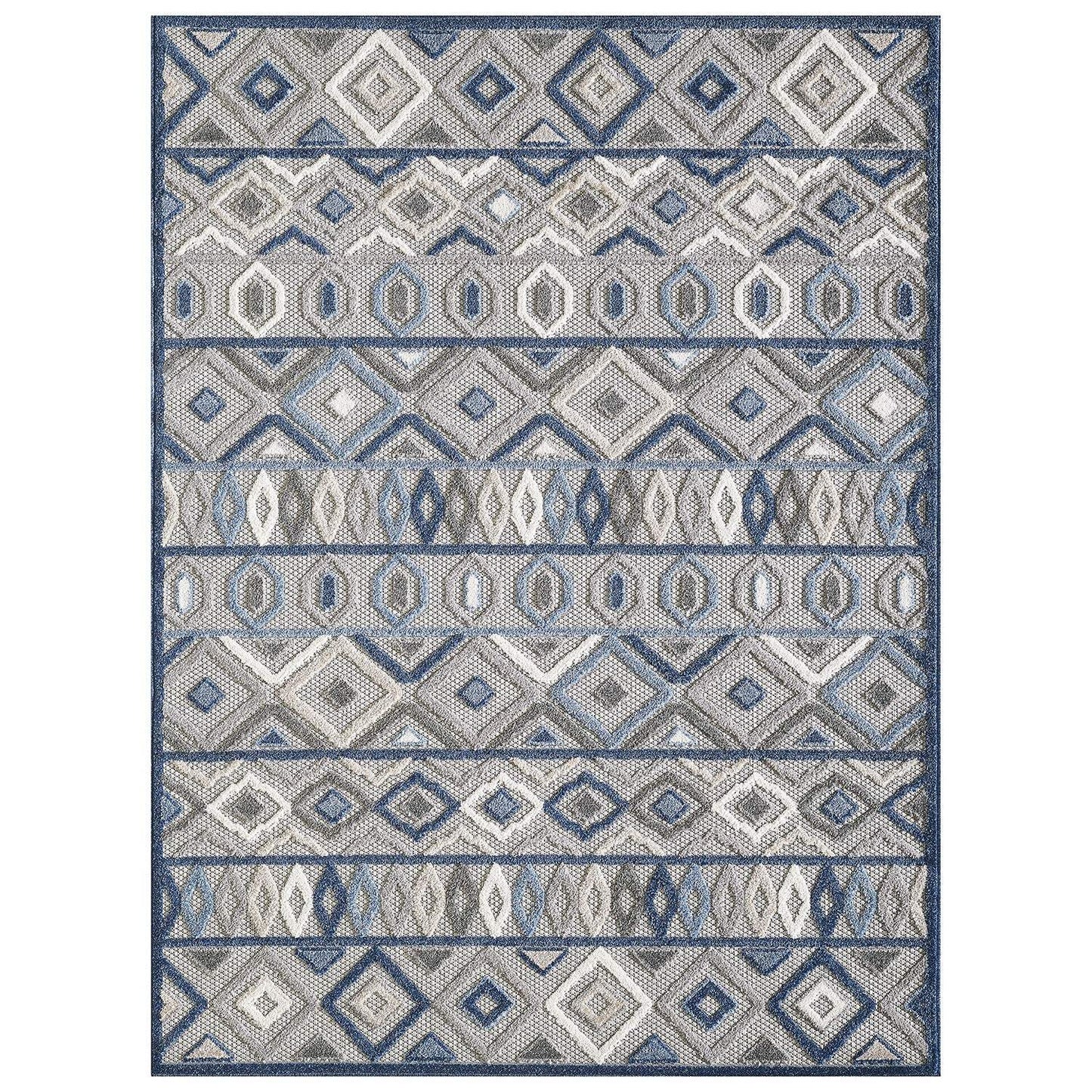 7' X 9' Blue And Gray Abstract Stain Resistant Indoor Outdoor Area Rug - Homeroots - Flyclothing LLC