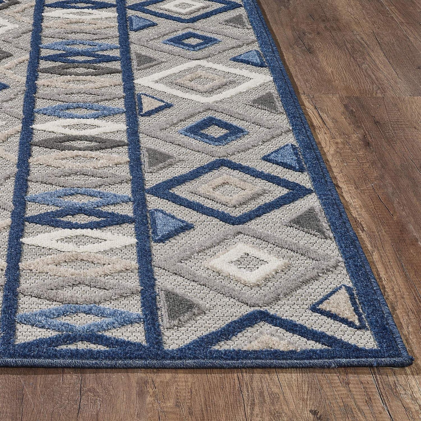 7' X 9' Blue And Gray Abstract Stain Resistant Indoor Outdoor Area Rug - Homeroots - Flyclothing LLC