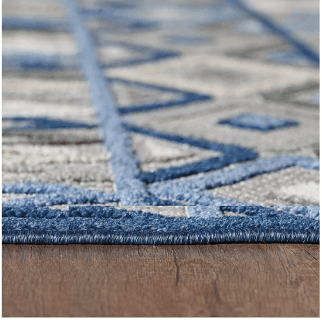 8' Round Blue And Gray Round Abstract Stain Resistant Indoor Outdoor Area Rug - Homeroots - Flyclothing LLC