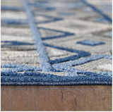 8' Round Blue And Gray Round Abstract Stain Resistant Indoor Outdoor Area Rug - Homeroots