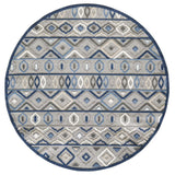 8' Round Blue And Gray Round Abstract Stain Resistant Indoor Outdoor Area Rug - Homeroots - Flyclothing LLC