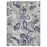 2' X 4' Blue Gray Jacobean Floral Indoor Outdoor Area Rug - Homeroots