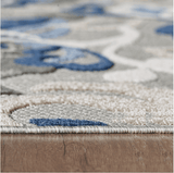 5' X 7' Blue And Gray Floral Stain Resistant Indoor Outdoor Area Rug - Homeroots - Flyclothing LLC