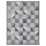 2' X 4' Blue And Gray Geometric Stain Resistant Indoor Outdoor Area Rug - Homeroots