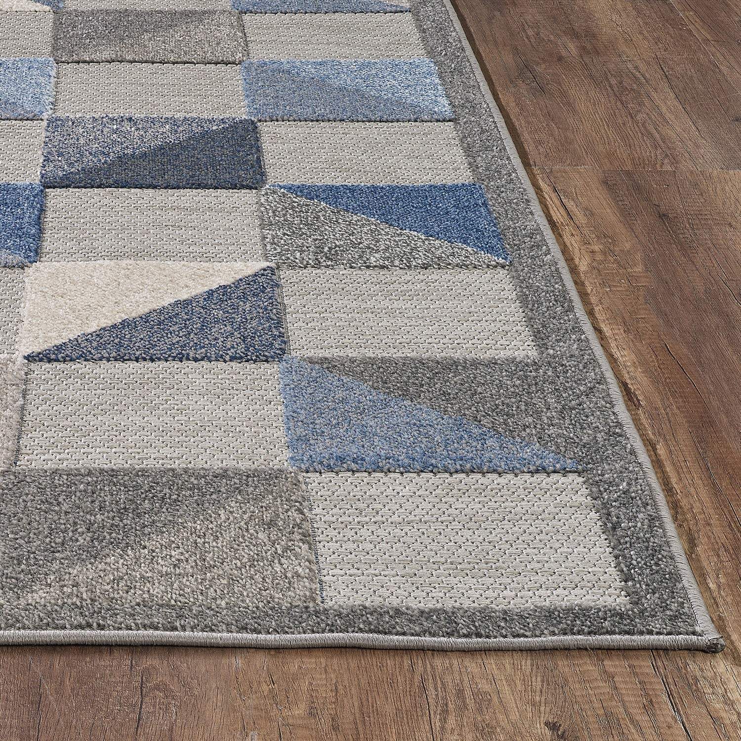 2' X 4' Blue And Gray Geometric Stain Resistant Indoor Outdoor Area Rug - Homeroots - Flyclothing LLC