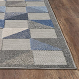 2' X 4' Blue And Gray Geometric Stain Resistant Indoor Outdoor Area Rug - Homeroots
