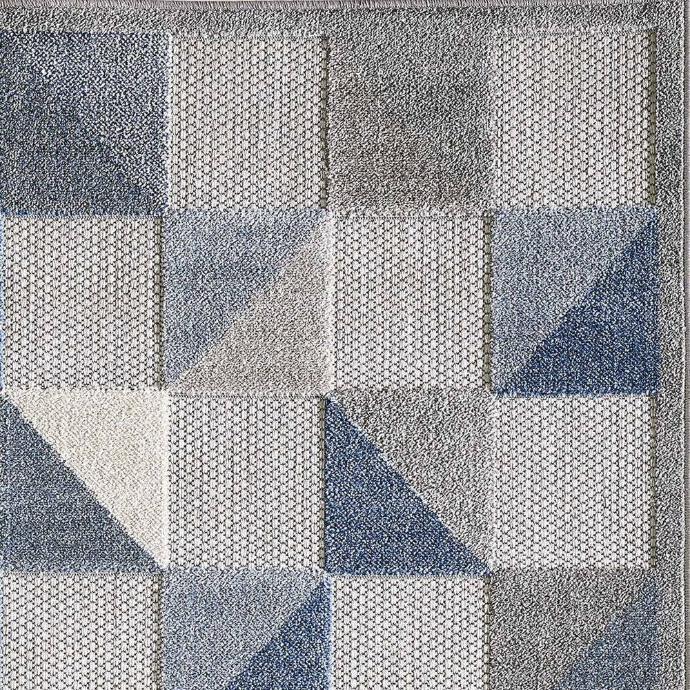 2' X 4' Blue And Gray Geometric Stain Resistant Indoor Outdoor Area Rug - Homeroots - Flyclothing LLC