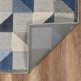 3' X 5' Blue And Gray Geometric Stain Resistant Indoor Outdoor Area Rug - Homeroots