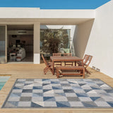 3' X 5' Blue And Gray Geometric Stain Resistant Indoor Outdoor Area Rug - Homeroots - Flyclothing LLC