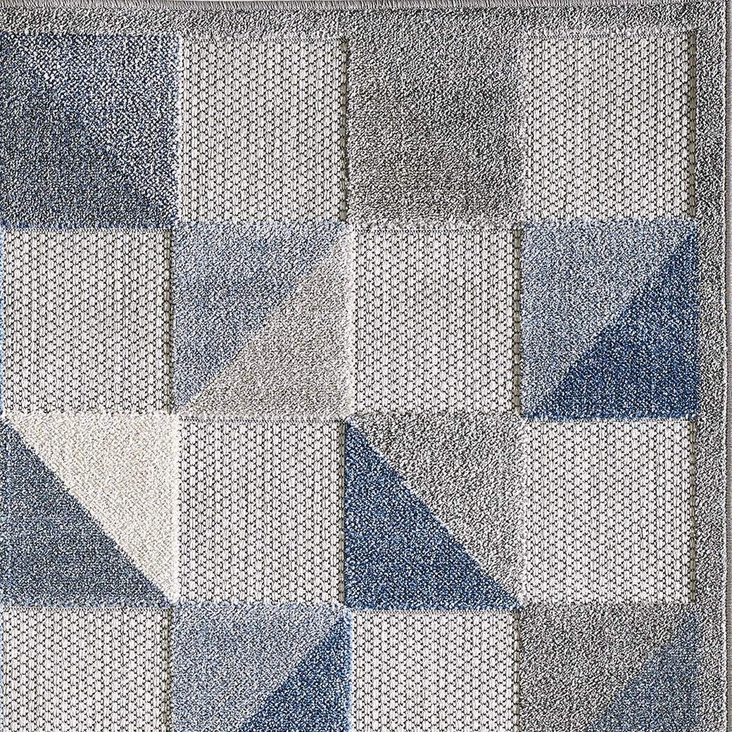 5' X 7' Blue And Gray Geometric Stain Resistant Indoor Outdoor Area Rug - Homeroots - Flyclothing LLC