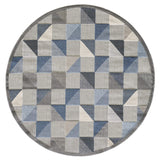 8' Round Blue And Gray Round Geometric Stain Resistant Indoor Outdoor Area Rug - Homeroots - Flyclothing LLC